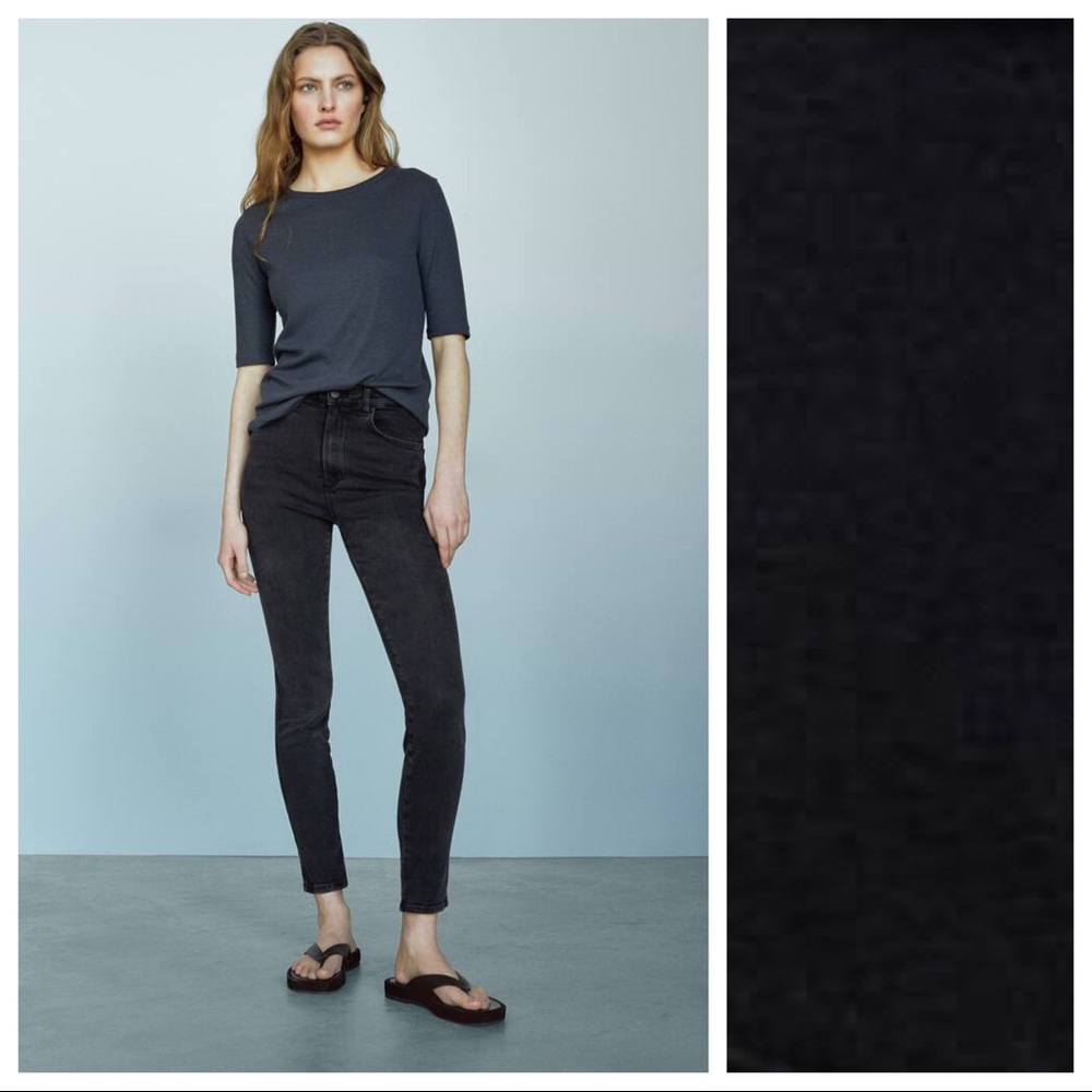 NWOT. Massimo Dutti Black High Waisted Skinny Jeans. Size 4.